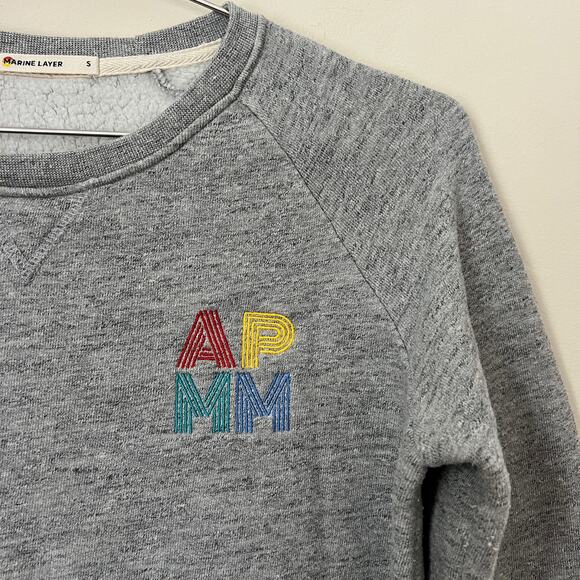Marine Layer APMM Embroider Logo Heather Gray Pullover Sweatshirt Women's Size S - Picture 3 of 12